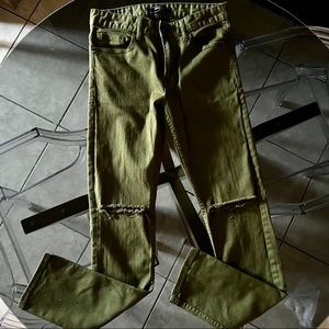 Men skinny fit distressed green jeans sz 29